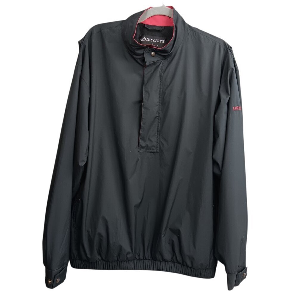 DRYJOYS by FOOTJOY Men's 1/2 Zip Golf Jacket Pullover Windbreaker Black Red Sz.M